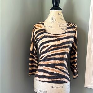 Vintage Escada tiger print scoop neck top EVC size 36